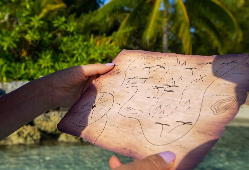 Treasure map on a tropical island